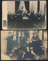cca 1920-1940 Cigányzenekarok, 2 db fotólap, 9×14 cm