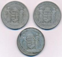 1930. 5P "Horthy Jobbra" Ag (3x) T:3 kis patina, kis ph. 
Adamo. P8
