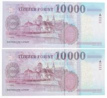 2012. 10.000Ft (2x) sorszámkövetők "AB 4801037 - AB 4801038" T:I