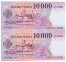 2014. 10.000Ft (2x) sorszámkövetők "AE 8843346 - AE 8843347" T:I