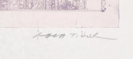 Zala Tibor (1920-2004): Balatonakarattyai legenda. . Rézkarc, Jelzett, sorszámozott, próba példány 2...