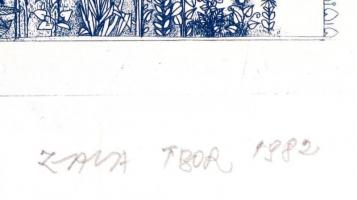 Zala Tibor (1920-2004): Balatonakarattyai legenda. . Rézkarc, Jelzett, sorszámozott, Művészpéldány E...