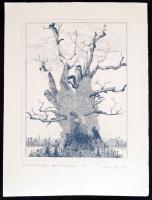 Zala Tibor (1920-2004): Balatonakarattyai legenda. . Rézkarc, Jelzett, sorszámozott, Művészpéldány E...