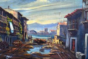 Jelzés nélkül:  Árvíz után. Olaj, vászon, Sérült. 100x73 cm