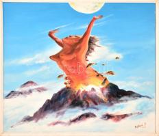 Bujdosó Dénes (1932-): Női energia. Olaj, vászon, jelzett, 62x70 cm Keretben