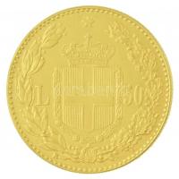 Olaszország 1884R 50L Au "I. Umberto" MÁSOLAT! eltérések a portré oldalon a dátum, bajusz ...