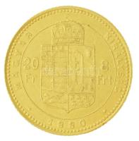 1880KB 8Ft/20Fr Au "Ferenc József / Középcímer" Körmöcbánya (6,42g/0.900) T:2 kis ph. / Hu...