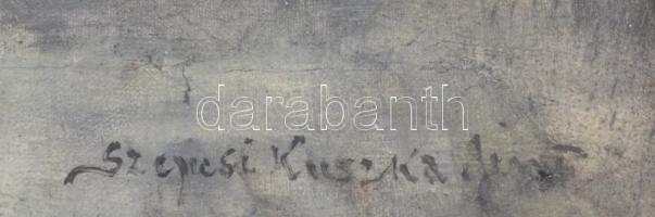 Szepesi Kuszka Jenő (1885-1948): Tátrai téli táj. Olaj, vászon, jelzett, sérült üvegezett blondel ke...