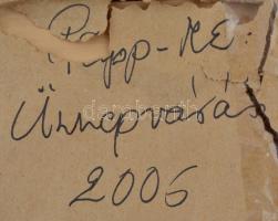 PÉ jelzéssel: Ünnepvárás, olaj, farost, hátoldalán is jelzett és datált (Papp ME, Ünnepvárás, 2006, ...