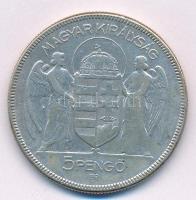 1930. 5P Ag "Horthy jobbra" T:2- patina Adamo P8