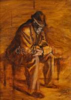 Mednyánszky jelzéssel: Ülő férfi portré, olaj,vászon, fa keretben, 47×34 cm