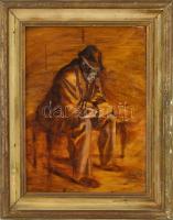 Mednyánszky jelzéssel: Ülő férfi portré, olaj,vászon, fa keretben, 47×34 cm