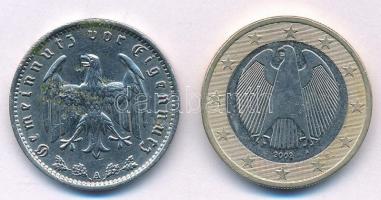 Német Harmadik Birodalom 1937A 1M Ni + Németország 2002A 1E bimetál T:1- kis patina, kis ph.
German...