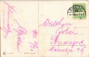 1911 Tacskó tiroli népviseletben / Dachshund dog in Tyrolean folk costume. A.C. No. 4055. s: H. Hank...