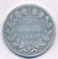 Franciaország 1845A 5Fr Ag "Lajos Fülöp" T:3 kis ph. France 1845A 5 Francs Ag "Louise...