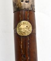 Jelzett (Ag) ezüst lovaglópálca. Bambusz, ezüst fejjel. 77 cm