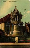 1909 Pozsony, Pressburg, Bratislava; Mária Terézia szobor. hátoldalon kézzel rajzolt krampusz Eljön érted felirattal / statue of Maria Theresa, monument. hand-drawn Krampus on the backside (EK)