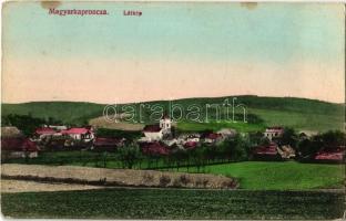 Magyarkapronca, Kaproncza, Pokrivnica, Koprivnica; látkép, templom. Fogyasztási Szövetkezet kiadása / general view, church (fl)