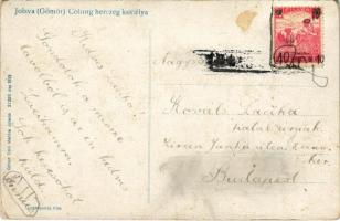 Jolsva, Jelsava; Coburg herceg kastélya (Koháry-Coburg kastély) este, magyar zászló. Czubur Emil kia...