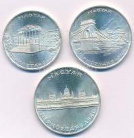 1956. 10Ft + 20Ft + 25Ft Ag "10 éves a Forint" T:1- Adamo EM4, EM5, EM6