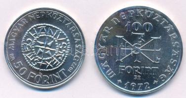 1972. 50Ft Ag + 100Ft Ag "Szent István" T:BU Adamo EM38; EM39