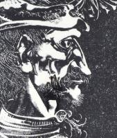 Szász Endre (1926-2003): Férfii fej. Szitanyomat (265/300), papír, jelzett, üveg mögött, 40×35 cm