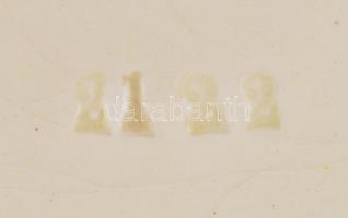 XIX. sz. vége: Liliomos fajansz fali dísztál. Formaszámmal. Kopásokkal. d: 32 cm