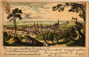 1899 Pozsony, Pressburg, Bratislava; Posonium anno 1649. Verlag R. Drodtleff / castle