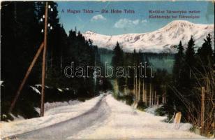 1918 Tátraszéplak, Tatranska Polianka, Westerheim (Magas-Tátra, Vysoké Tatry); Klotild út Tátraszéplak mellett télen / Klotildstraße / road in winter (EB)