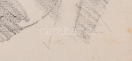 Vértes jelzéssel: Találkozás. Ceruza, papír, paszpartuban, 21,5×16 cm