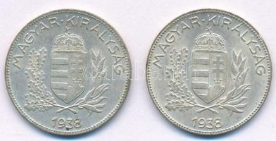 1938. 1P Ag (2x) T:1-,2 patina Adamo P6