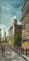Francois jelzéssel: Városi utcakép. Olaj, vászon, keretben, 60×30 cm