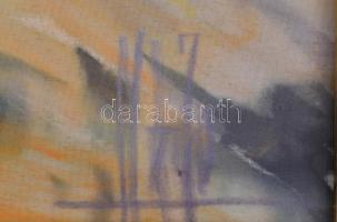 Molnár Zoltán (1937-2001): Szürreális táj. Akvarell, selyem, jelzett,üvegezett fa keretben, 58,5×48,...