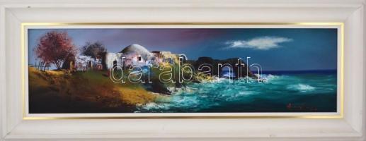 Adilov Kabul (1959-): Aral-part. Olaj, farost, jelzett, hátoldalán Intakt-Art Átrium Galéria címkéjé...