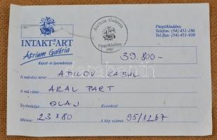 Adilov Kabul (1959-): Aral-part. Olaj, farost, jelzett, hátoldalán Intakt-Art Átrium Galéria címkéjé...