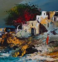 Adilov Kabul (1959-): Kilátás. Olaj, farost, jelzett, hátoldalán Intakt-Art Átrium Galéria címkéjéve...