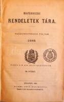 1889 Magyarországi rendeletek tára; M. kir. belügyminisztérium kiadása