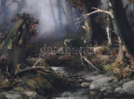 Fürst József (1947-): Erdei patak. Olaj, vászon, jelzett, hátoldalán Intakt-Art Átrium Galéria címké...