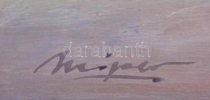 Mizser Pál (1941-): Hullámzó föld. Olaj, farost, jelzett, hátoldalán Zichy Galéria címkéjével, fa ke...