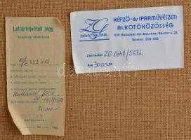 Mizser Pál (1941-): Hullámzó föld. Olaj, farost, jelzett, hátoldalán Zichy Galéria címkéjével, fa ke...