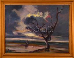 Gábri/Gábry Albert (1935-2004): Kiszáradt fa. Olaj, farost, jelzett, hátoldalán a művész címkéjével ...