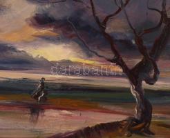 Gábri/Gábry Albert (1935-2004): Kiszáradt fa. Olaj, farost, jelzett, hátoldalán a művész címkéjével ...