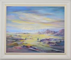 Mizser Pál (1941-): A fény szemlélete. Olaj, farost, jelzett, hátoldalán Intakt-Art Átrium Galéria c...