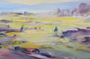 Mizser Pál (1941-): A fény szemlélete. Olaj, farost, jelzett, hátoldalán Intakt-Art Átrium Galéria c...