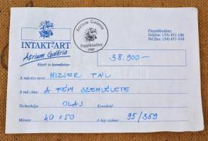 Mizser Pál (1941-): A fény szemlélete. Olaj, farost, jelzett, hátoldalán Intakt-Art Átrium Galéria c...