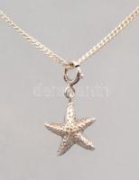 Ezüst(Ag) lapos pancer nyaklánc, tengeri csillag függővel, jelzett, h: 55 cm, 2,4×1,4 cm, nettó: 5,1...