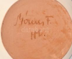 Mónus Ferenc (1931-1999): Mázas kerámia korsó. Kézzel festett, jelzett, hibátlan. 42 cm