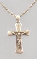 Ezüst(Ag) walles nyaklánc, jelzett, h: 51 cm, korpuszos kereszt függővel, 4,4×2,4 cm, nettó: 8,7 g