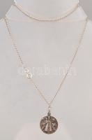 Ezüst(Ag) apró szemű pancer nyaklánc, jelzett, h: 51 cm, Mária függővel, d: 2 cm, nettó: 7,4 g