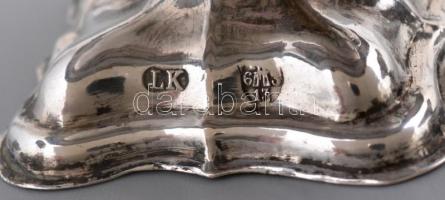 Ezüst(Ag) antik fűszertartó pár, jelzett, mesterjeggyel (LK), 6,5×5,3×3,2 cm, nettó: 44,9 g